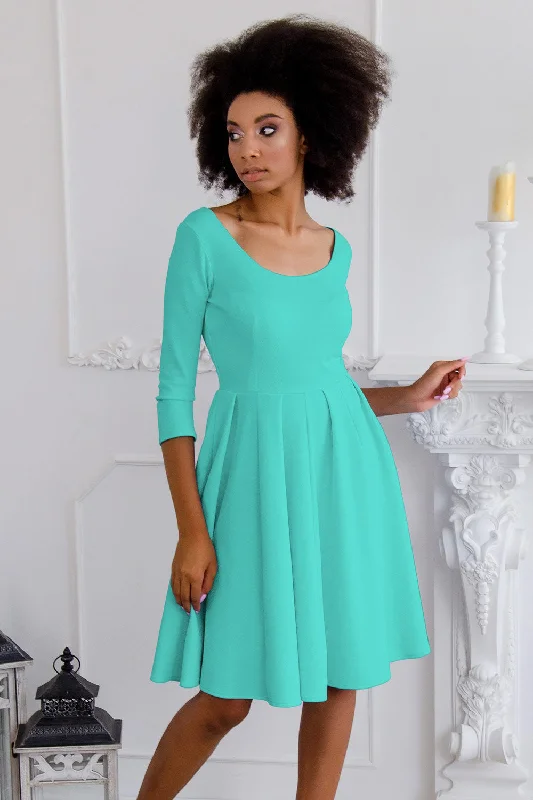 Sweet Mint Skater 3/4 Sleeve Easter Birthday Tea Party Dress - Women Tunics Luxurious premium