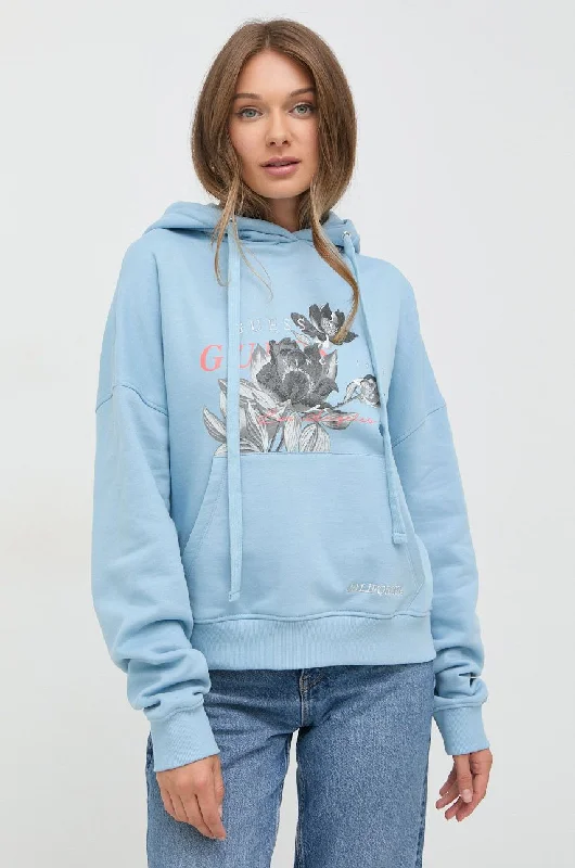 Guess Cassiopea Hooded Floral Print Sweatshirt Hoodie with Ribbed Hem Stretchable Secure Guess Cassiopea Hooded Floral Print Sweatshirt Hoodie with Ribbed Hem Stretchable Secure
