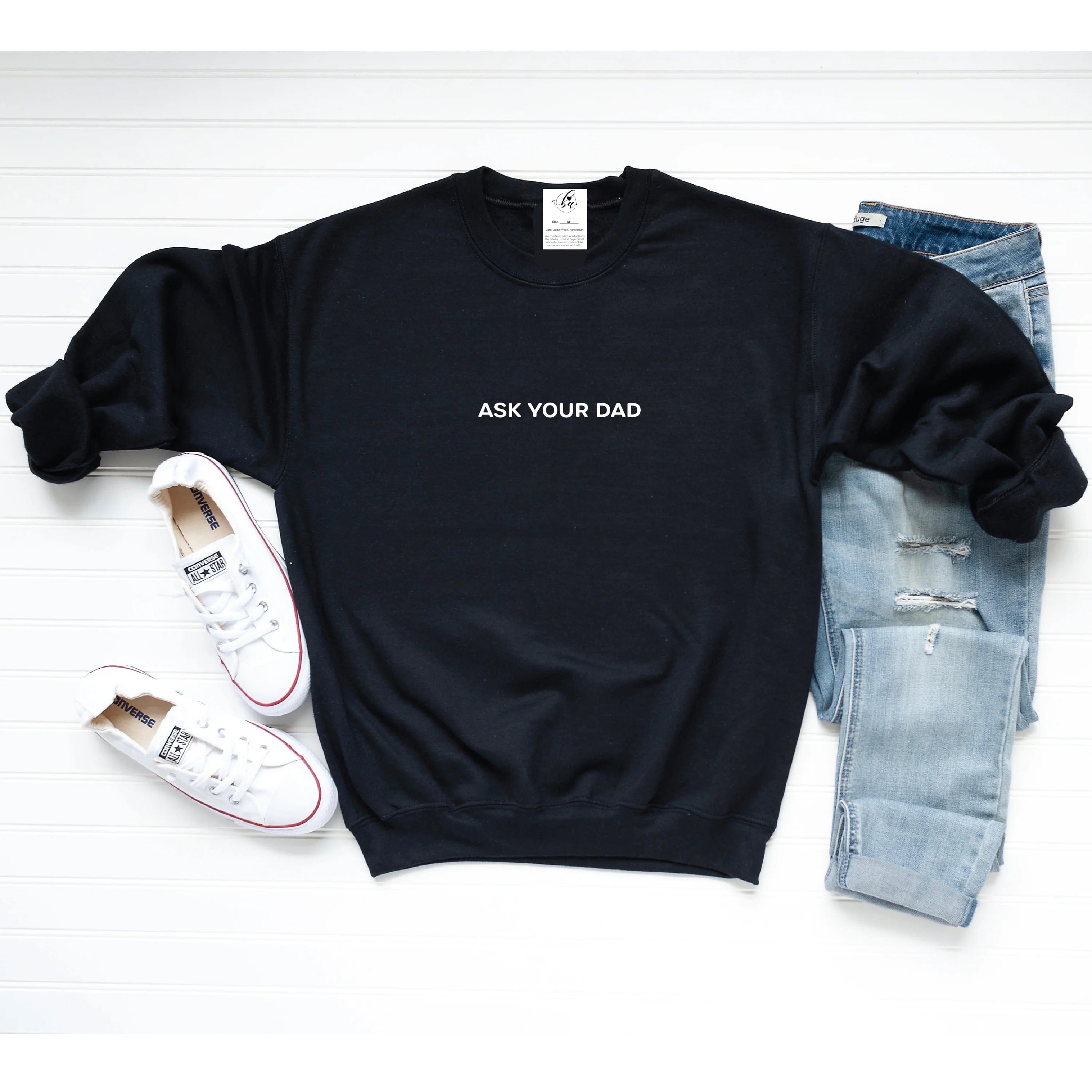 Ask Your Dad Sweatshirt Hoodie with Puffed Sleeves Voluminous Trendy
