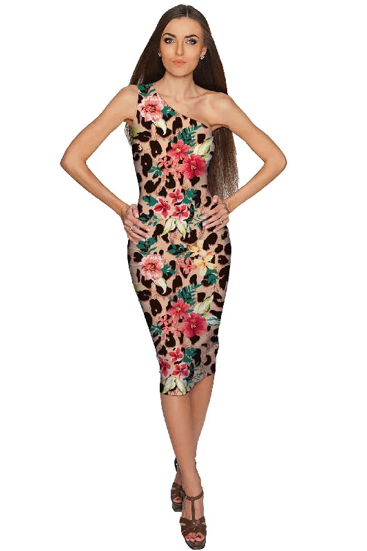 Wild & Free Layla Leopard Print Stretch Party Dress - Women Tunics Wedding white