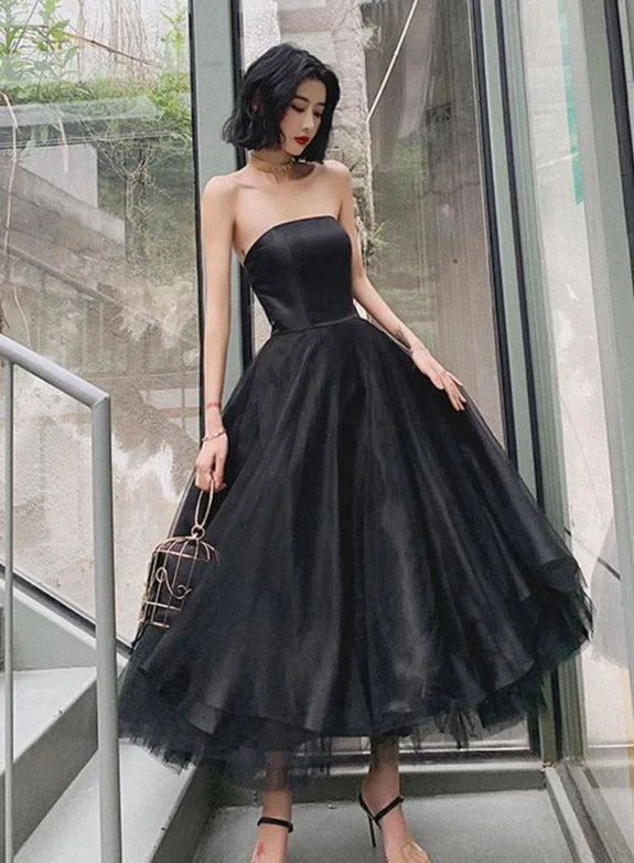 Black Tea Length Scoop Simple Tulle Homecoming Dress, Black Party Dresses Prom Dress Tunics New arrival Black Tea Length Scoop Simple Tulle Homecoming Dress, Black Party Dresses Prom Dress Tunics New arrival