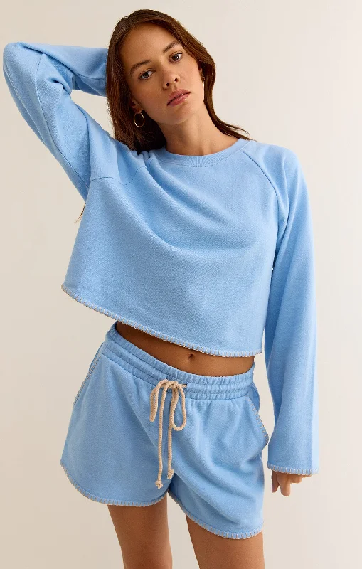 Z Supply Seville Cropped Sweatshirt Hoodie with Hood Adjustable Protection