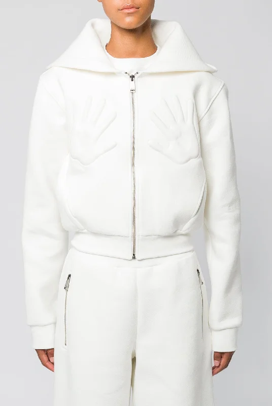 Area Embossed Handprint Hoodie Hoodie with Stripes Bold Sporty
