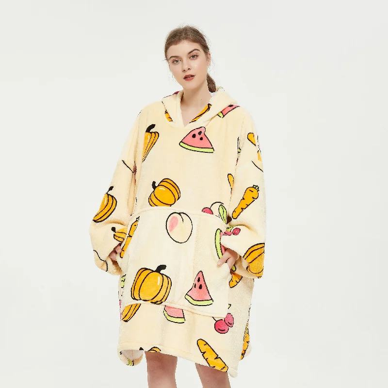 Fruits Cream Hoodie Blanket Hoodie with V-Neck Classic Versatile