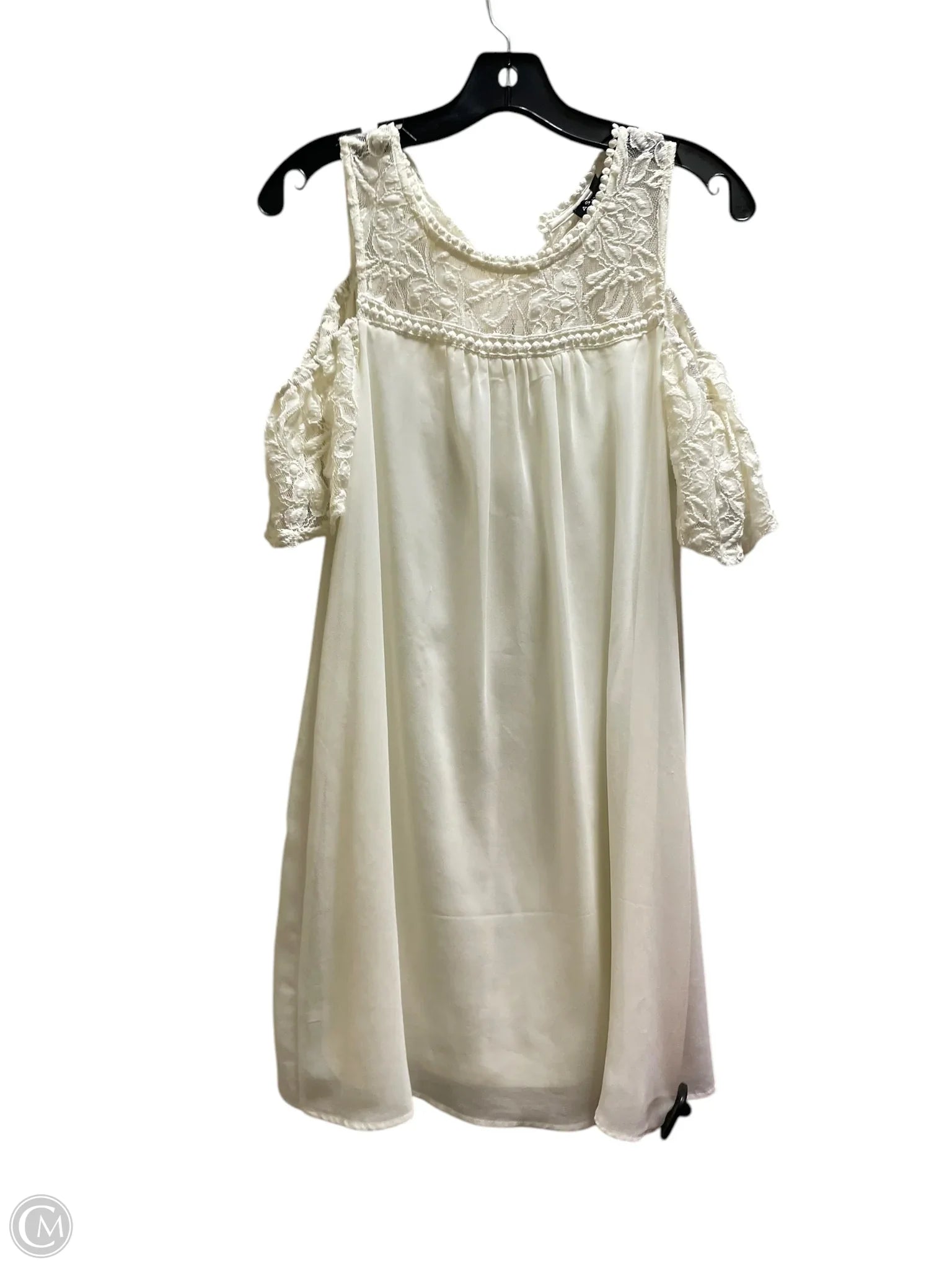 Dress Casual Short By As U Wish In Cream, Size: L Tunics Lace romantic