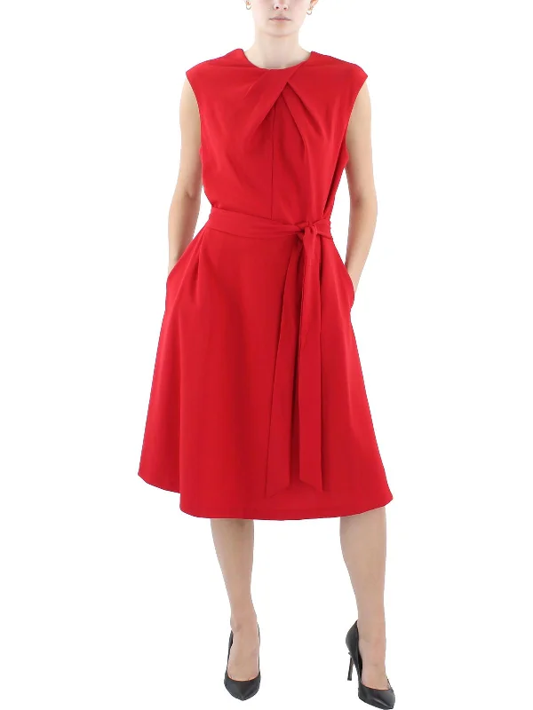 Womens Pleated Knee-Length Fit & Flare Dress Tunics Party sparkling