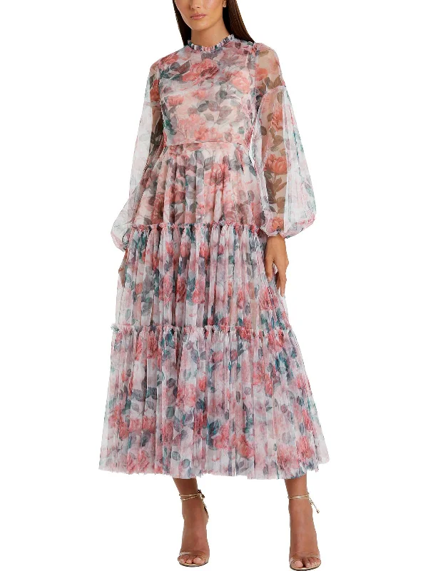 Womens Floral Special Occasion Evening Dress Tunics Print Colorful