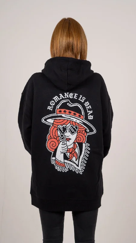 Romance Is Dead Hoodie Hoodie with Ribbed Cuffs Snug Fit Comfort