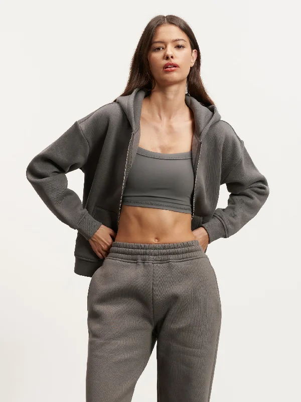Womens Relaxed Zip Hoodie in Grey Hoodie with Gradient Ombre Colorful