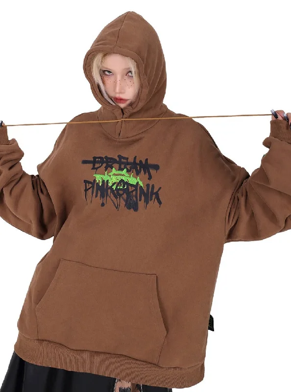 PINKSPINK Graffiti Logo Hoodie Hoodie with Hem Ribbing Snug Secure