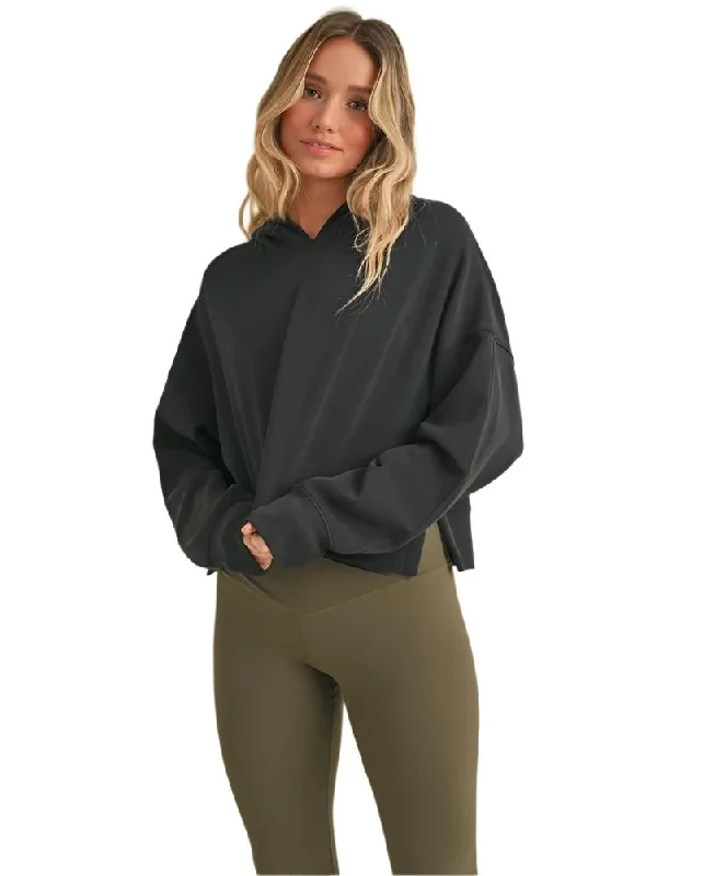 Out Of Office Oversized Crop Hoodie Hoodie with Bell Sleeves Flared Feminine