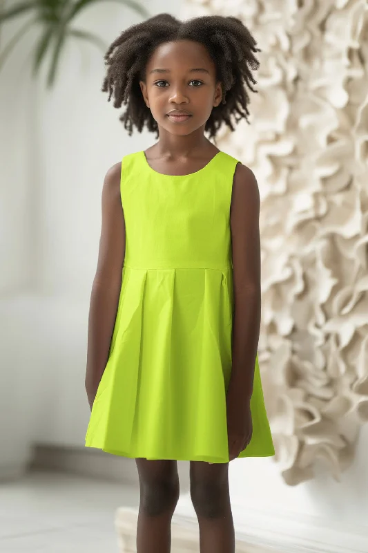Neon Yellow Lime Green Fit & Flare Skater Summer Party Dress - Girls Lace Sexy Club