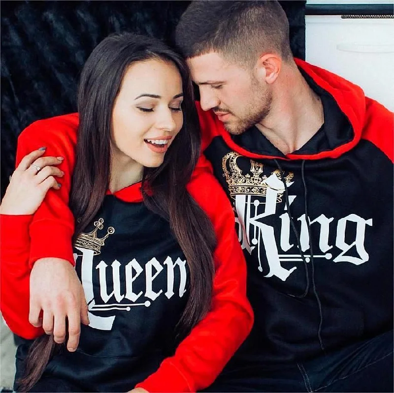 Printed Hooded Couple Sweatshirt Hoodie with Pattern Geometric Abstract