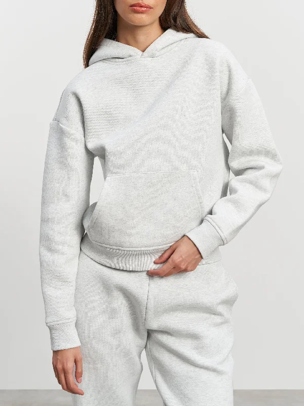 Womens Relaxed Hoodie in Marl Grey Hoodie with Rhinestones Sparkly Elegant
