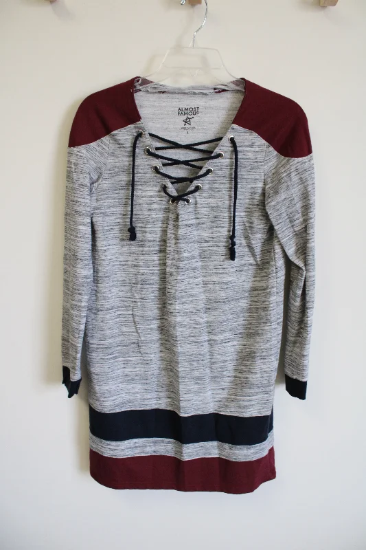 Almost Famous Hoodie Dress | L Hoodie with Cuffed Sleeves Snug Secure
