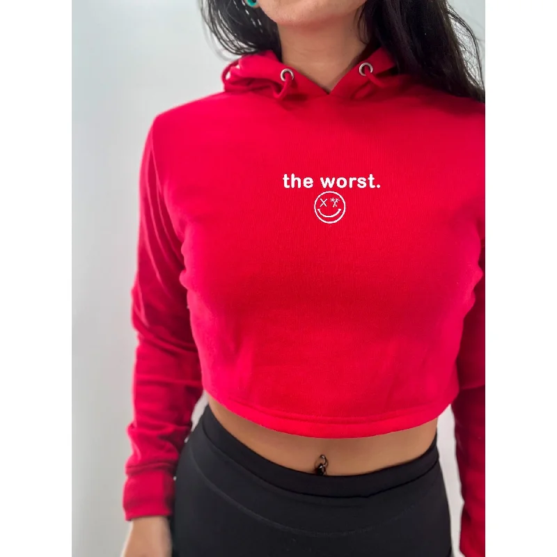 Salty Savage Ladies "the worst" Cropped Hoodie | Micro Hoodie with Toggle Buttons Decorative Unique Salty Savage Ladies "the worst" Cropped Hoodie | Micro Hoodie with Toggle Buttons Decorative Unique