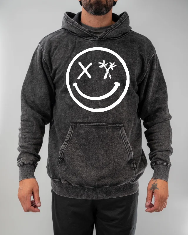 Salty Savage Unisex “Spliced Smile” Mineral Wash Hoodie Hoodie with Frayed Bohemian Relaxed Salty Savage Unisex “Spliced Smile” Mineral Wash Hoodie Hoodie with Frayed Bohemian Relaxed