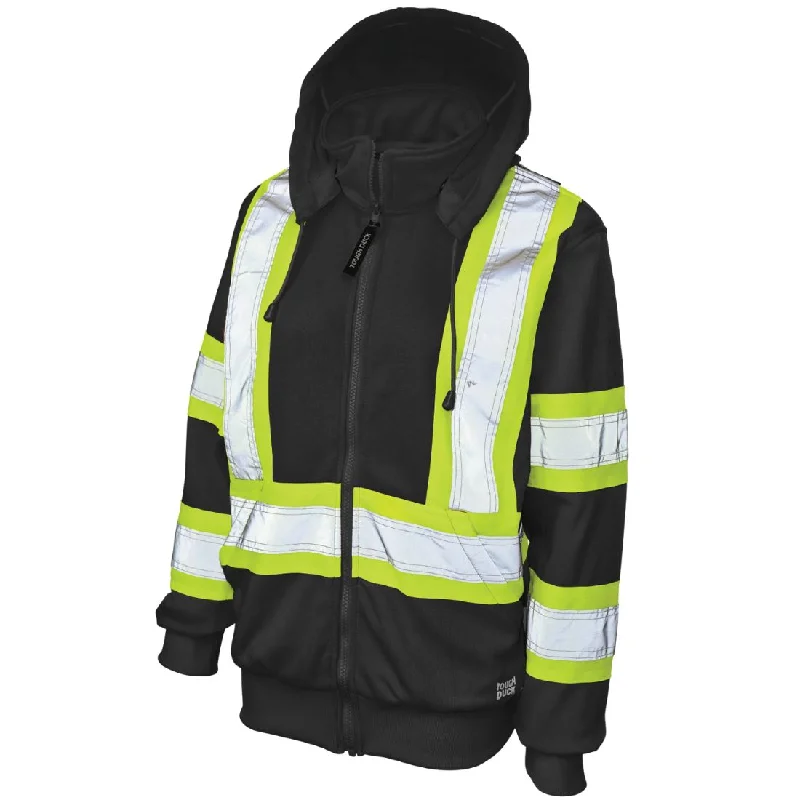 Tough Duck Women's Fleece High Visibility Safety Hoodie SJ42 - Black Hoodie with Frayed Bohemian Relaxed Tough Duck Women's Fleece High Visibility Safety Hoodie SJ42 - Black Hoodie with Frayed Bohemian Relaxed