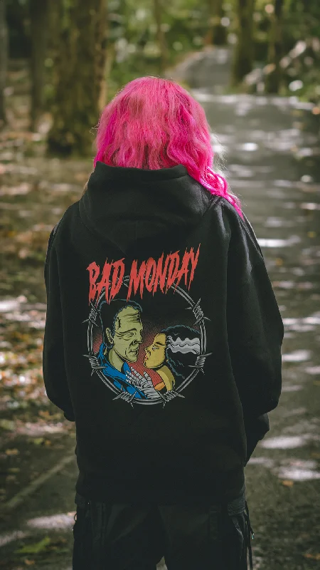 Oversized Spooky Love Hoodie Hoodie with Raw Hem Edgy Unfinished