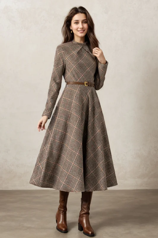 Vintage Inspired Plaid Wool Dress 5265 Tunics Review highly
