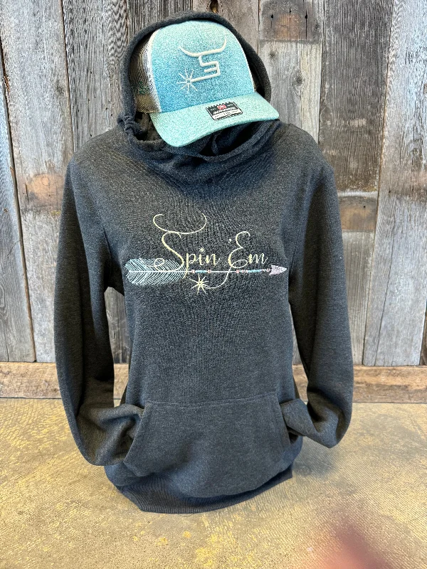 Ladies Heather Grey Cowl Neck Hoodie Hoodie with Cuffed Sleeves Snug Secure