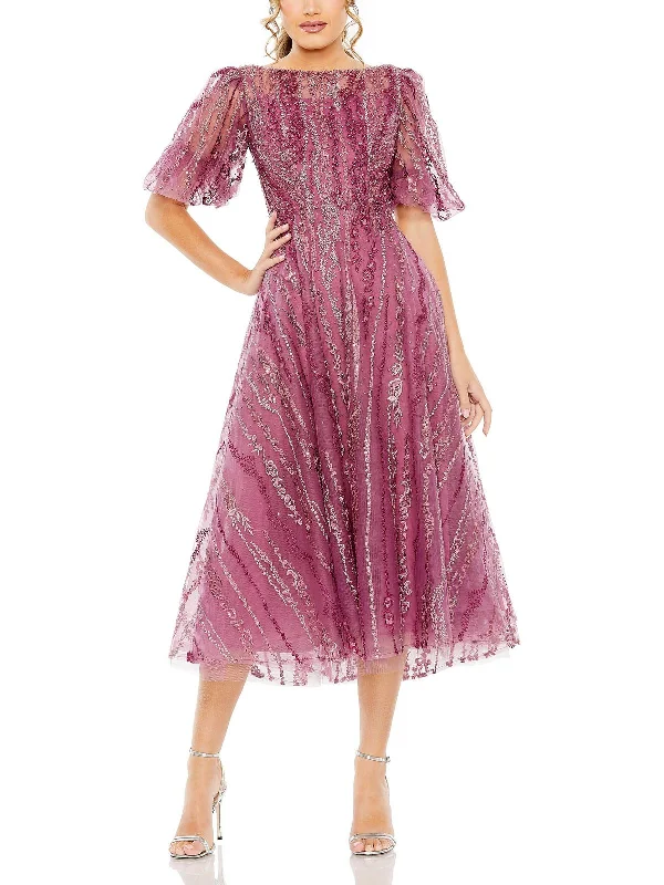 Womens Embellished Floral Evening Dress Tunics Office stylish