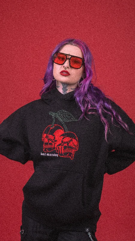 Oversized Cherry Skull Hoodie Hoodie with Camouflage Military Edgy