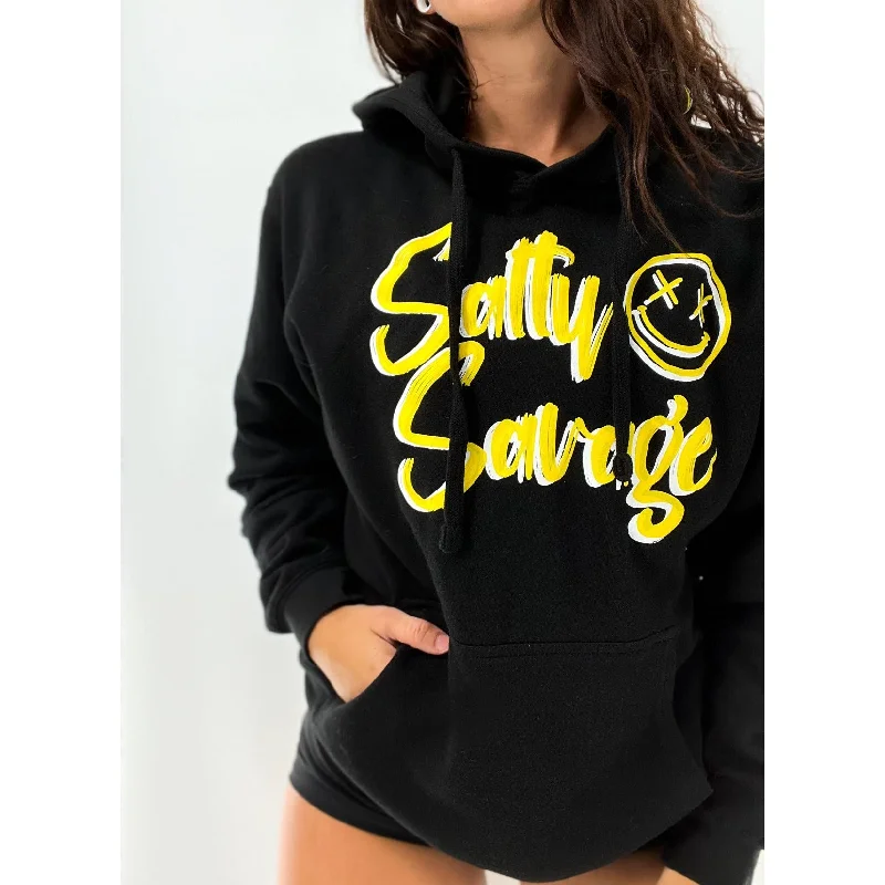 Salty Savage Unisex “Signature” Hoodie | Dead Head Collection |White/Yellow Cotton Hoodie Fleece Lining Warmth