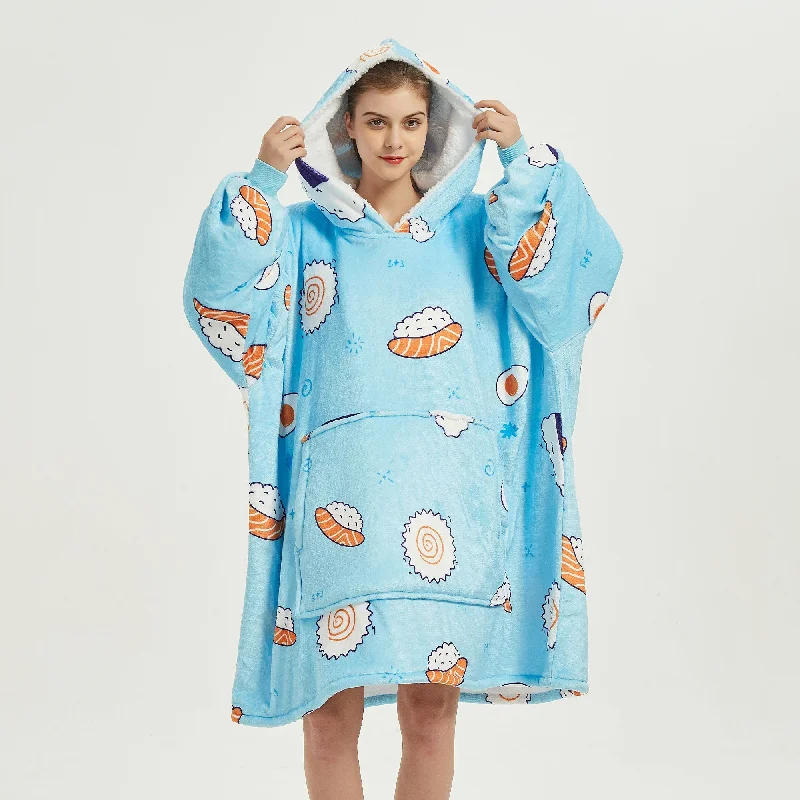 Sushi Hoodie Blanket Hoodie with Zipper Placket Modern Functional