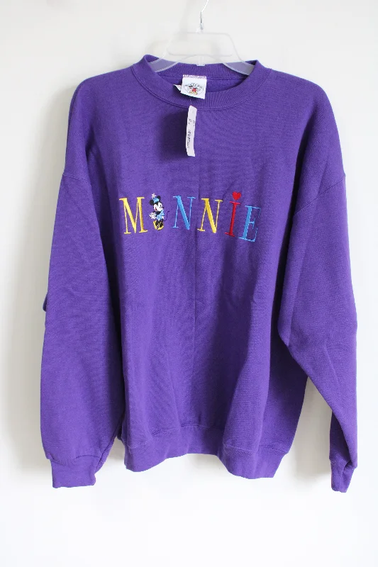 NEW Vintage Mickey & Co. Minnie Mouse Embroidered Purple Sweatshirt | XL Hoodie Dress Longline Feminine NEW Vintage Mickey & Co. Minnie Mouse Embroidered Purple Sweatshirt | XL Hoodie Dress Longline Feminine