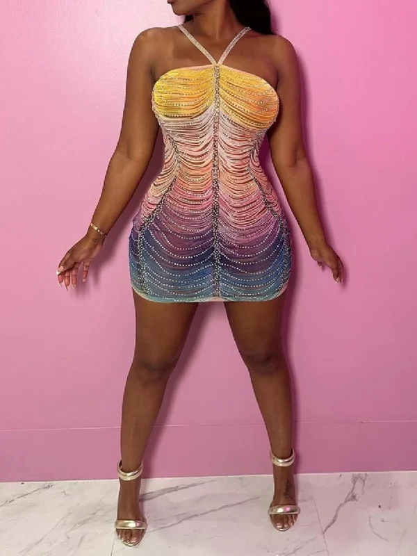 Unique Printed Mini Party Dress Tunics Party sparkling