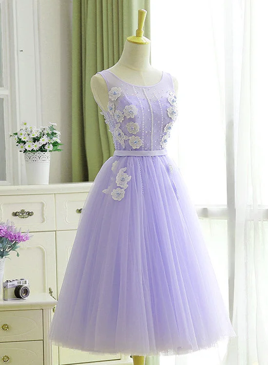 Beautiful Lavender Tulle Vintage Party Dresses, Homecoming Dresses Tunics Print Colorful Beautiful Lavender Tulle Vintage Party Dresses, Homecoming Dresses Tunics Print Colorful