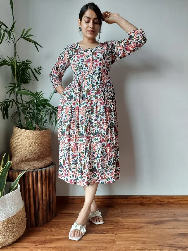Pure Cotton Summer Long Dress Tunics Practical easy-care