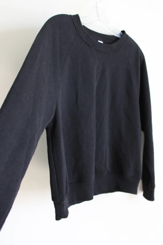 Old Navy Soft Black Fleece Lined Sweatshirt | S Hoodie with Neon Bright Vibrant
