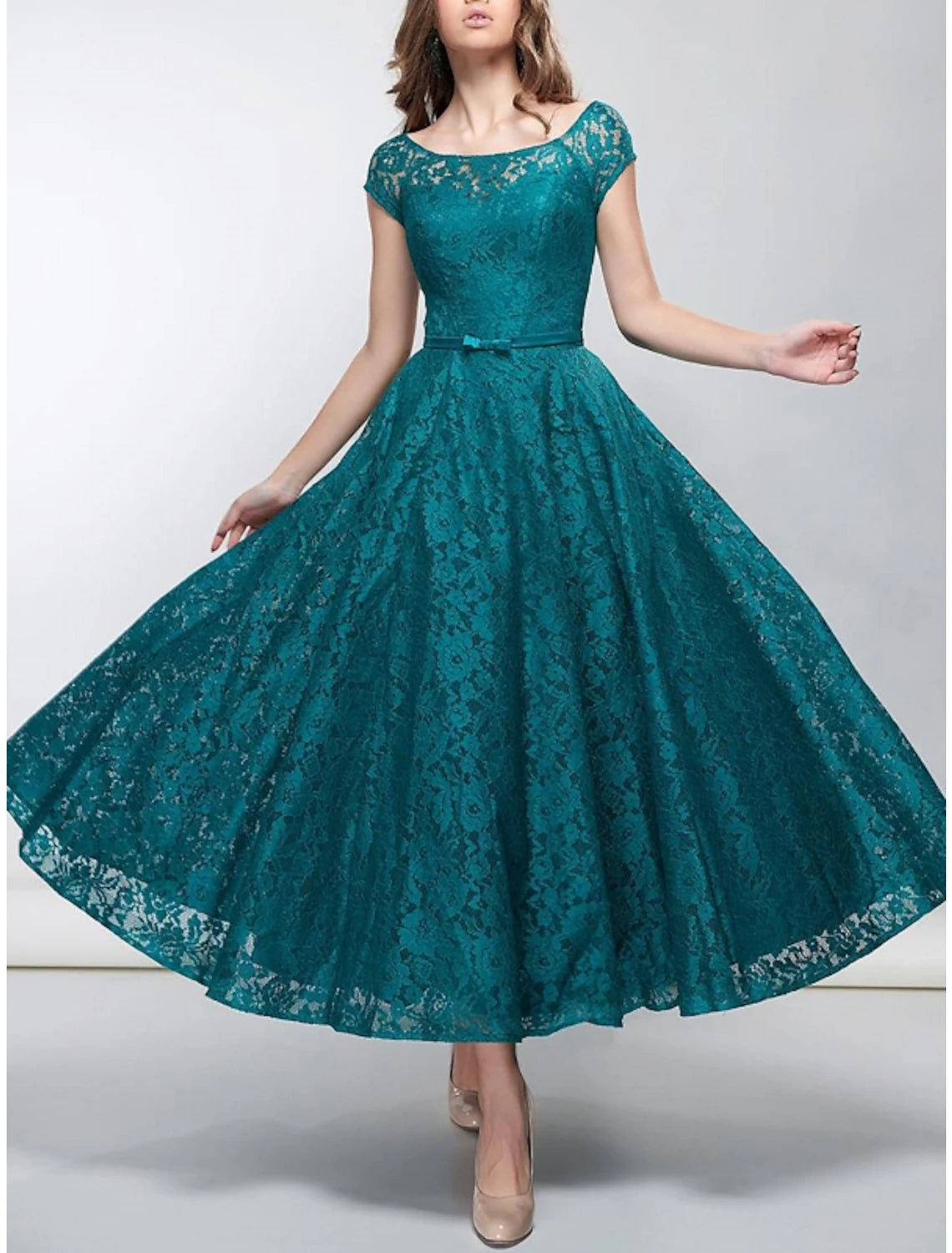 A-Line Cocktail Party Dress Elegant Dress Formal Ankle Length Short Sleeve Scoop Neck Fall Wedding Reception Satin with Bow(s) Pleats Tunics Velvet soft A-Line Cocktail Party Dress Elegant Dress Formal Ankle Length Short Sleeve Scoop Neck Fall Wedding Reception Satin with Bow(s) Pleats Tunics Velvet soft