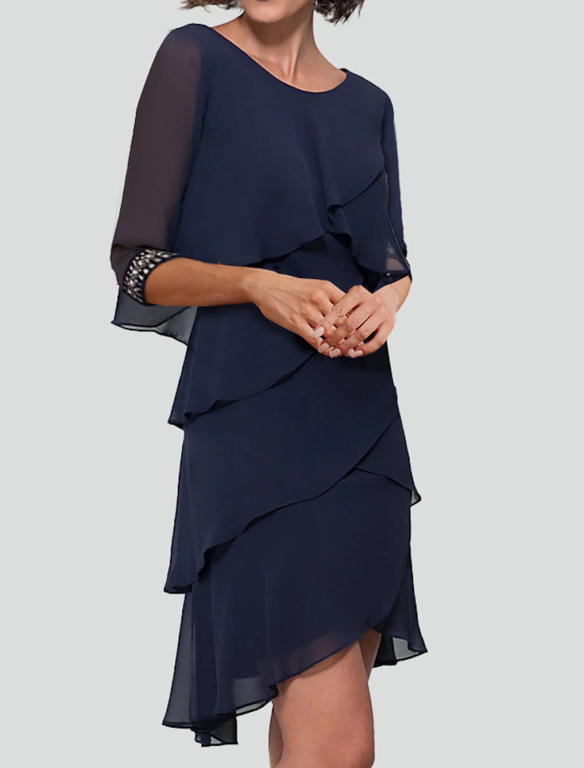 Sheath Party Dress Cocktail Dresses Tiered Plisse Dress Semi Formal Knee Length Half Sleeve Jewel Neck Fall Wedding Guest Chiffon with Rhinestone Ruffles Tunics Canvas sturdy Sheath Party Dress Cocktail Dresses Tiered Plisse Dress Semi Formal Knee Length Half Sleeve Jewel Neck Fall Wedding Guest Chiffon with Rhinestone Ruffles Tunics Canvas sturdy