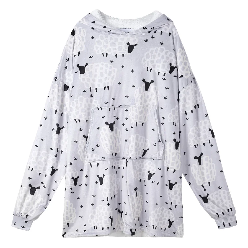 Hoodie Blanket Adult Sheep Hoodie with Hidden Zipper Minimalist Clean