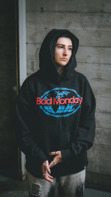 Oversized World Logo Hoodie / Front Print Hoodie with Drop Shoulder Relaxed Streetwear Oversized World Logo Hoodie / Front Print Hoodie with Drop Shoulder Relaxed Streetwear