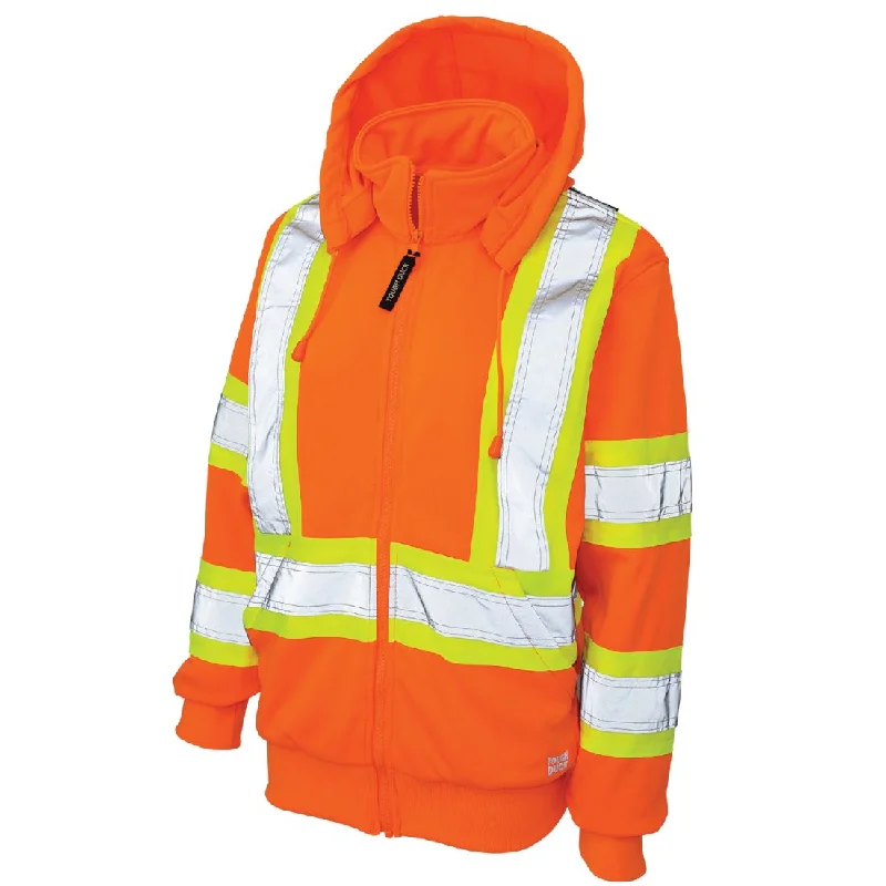 Tough Duck Women's Fleece High Visibility Safety Hoodie SJ42 - Orange Hoodie with Oversized Fit Loose Comfortable Tough Duck Women's Fleece High Visibility Safety Hoodie SJ42 - Orange Hoodie with Oversized Fit Loose Comfortable