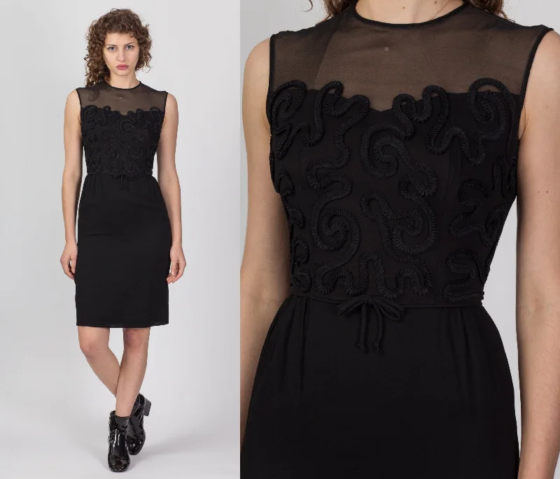 50s 60s Carol Craig Black Sheer Cut Out Party Dress - Extra Small Tunics Cozy comfortable 50s 60s Carol Craig Black Sheer Cut Out Party Dress - Extra Small Tunics Cozy comfortable