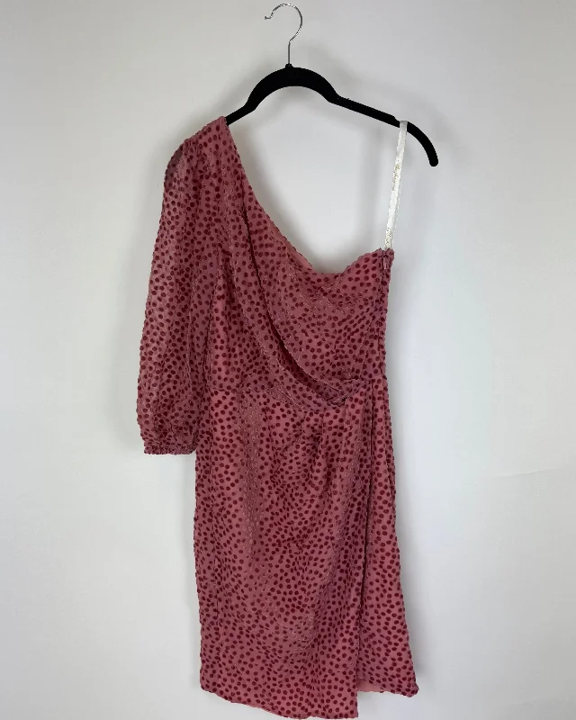 One Shoulder Polka Dot Dress - Size 0/2 Tunics stripes playful
