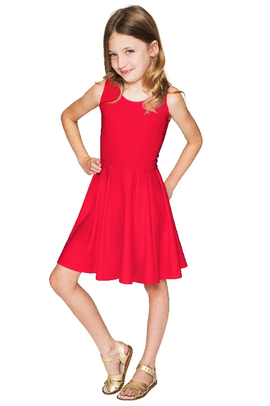 Cherry Red Fancy Fit & Flare Chic Christmas Party Dress - Girls Tunics Trousers formal Cherry Red Fancy Fit & Flare Chic Christmas Party Dress - Girls Tunics Trousers formal