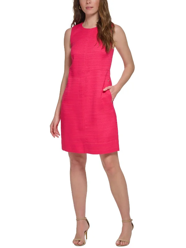 Petites Womens Textured Sleeveless Shift Dress Tunics Top rated