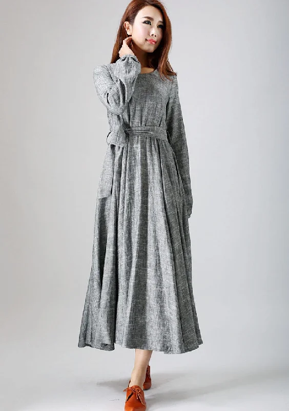 woman's gray dress long linen dress maxi spring dress (790) Tunics Modern contemporary woman's gray dress long linen dress maxi spring dress (790) Tunics Modern contemporary