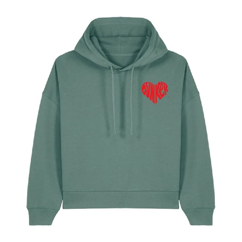 Bunker Woman Heart Hoodie Sage Green Hoodie with Color Block Contrast Stylish