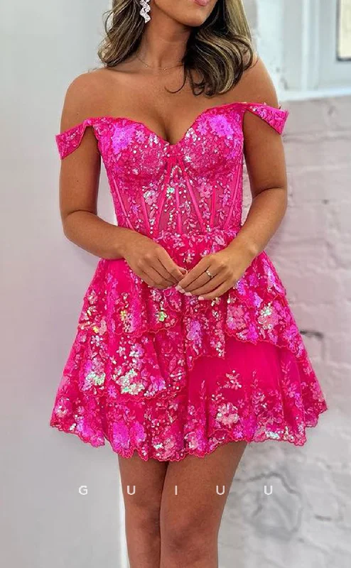 GH800 - Chic & Modern Sequins Off-Shoulder Short Mini Homecoming Party Dress Tunics Plaid country GH800 - Chic & Modern Sequins Off-Shoulder Short Mini Homecoming Party Dress Tunics Plaid country