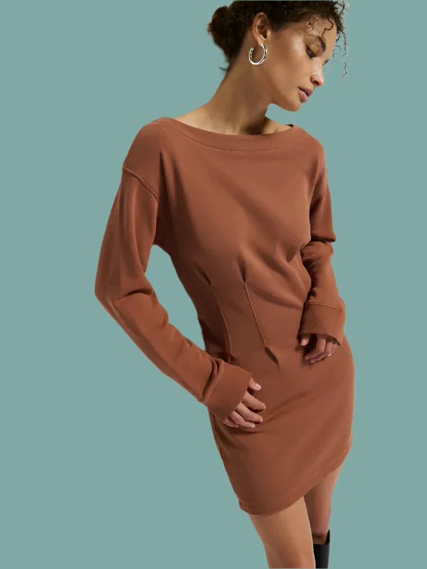 Ronni Sweatshirt Dress Hoodie with Turtle Neck Cozy Winter