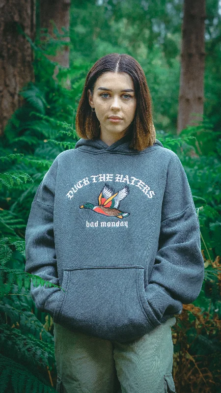 Oversized Duck The Haters Hoodie Vintage Hoodie with Relaxed Fit Easy Casual