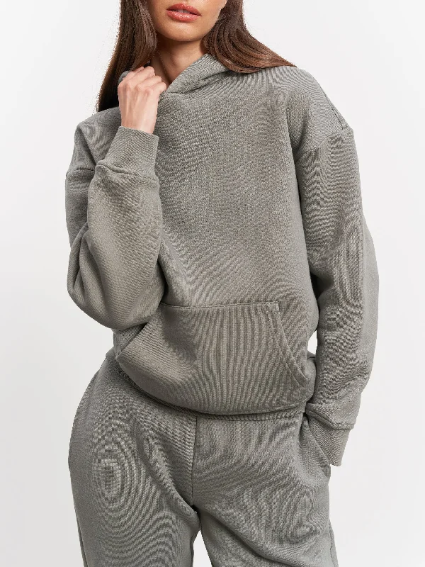 Womens Relaxed Hoodie in Sage Hoodie with Sequins Glamorous Eye-catching