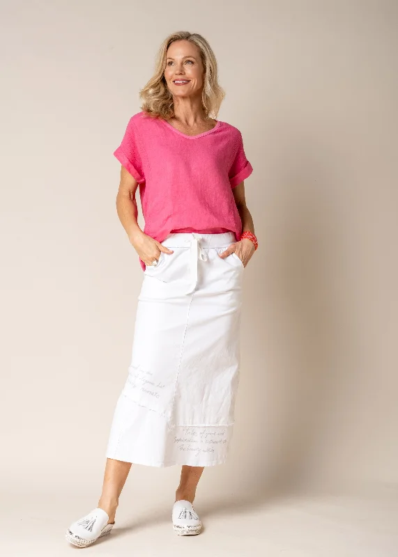 Sana Skirt in White velvet skirt glossy